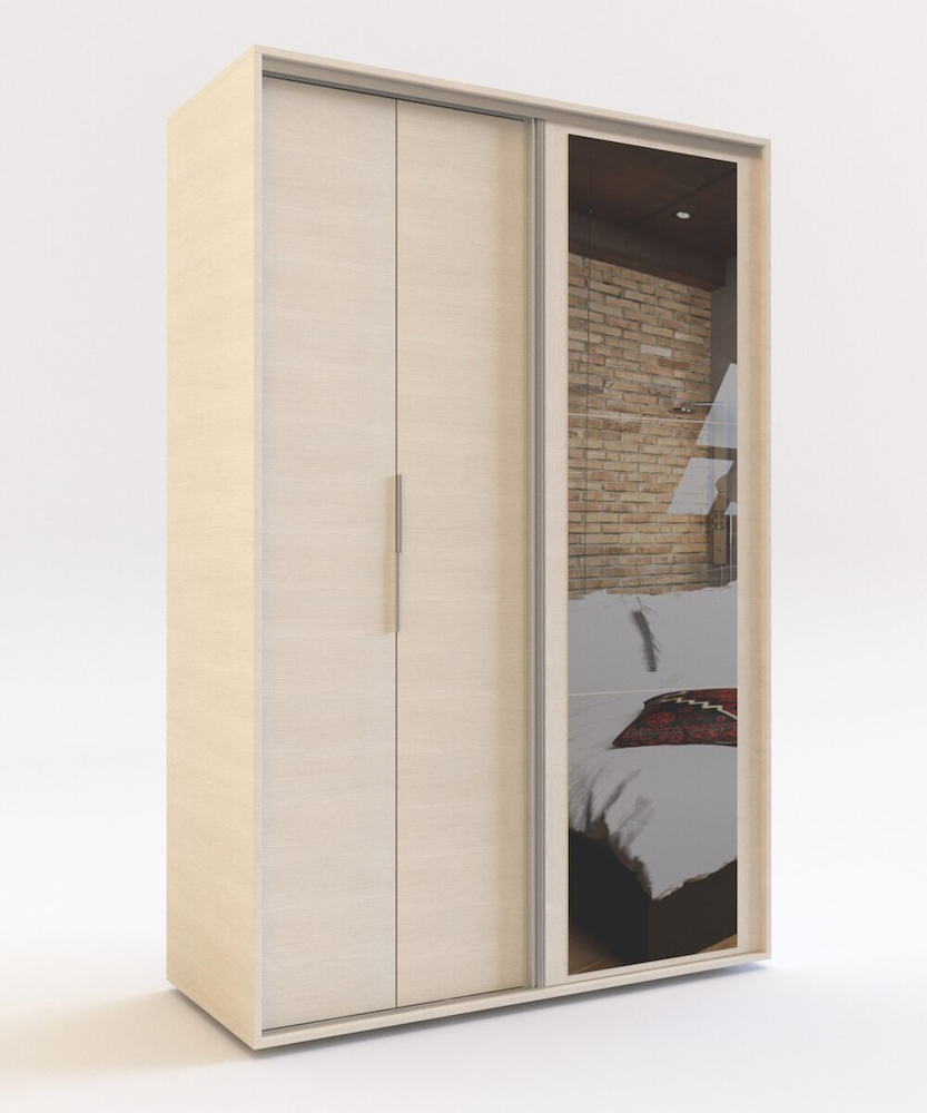 ROPERO-2 PUERTAS 1 CORREDIZA.-3 ESPEJOS-FELINE CREMA DELOS DLE354FC
