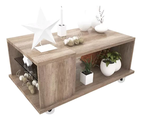 MESA RATONA-NEBRASKA RUEDAS-ESTANTE DE VIDRIO DELOS DL876/1NB