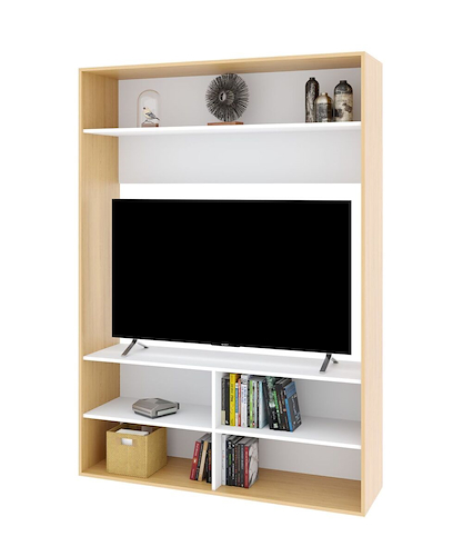 MODULAR HOME TV 55-ROBLE NATURAL/BLANCO CON ESTANTES DELOS DVS04RNB