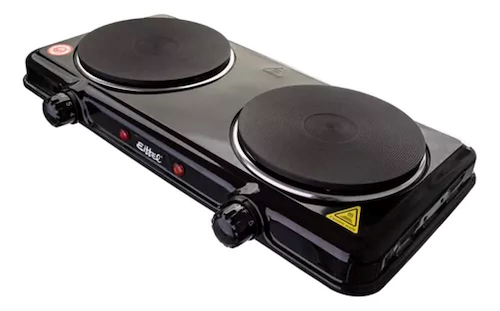 ANAFE ELECTRICO-2 HORNALLAS-NEGRO-2000W EIFFEL E-631