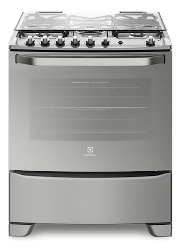 COCINA-76CM-ACERO-BIGAS-FULL GLASS-LUZ-ENCENDIDO-TIMER ELECTROLUX 76GRS