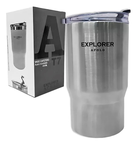 VASO ACERO-414ML-APTO PARA FRIO Y CALIENTE COLOR PLATEADO EXPLORER VAPOLO