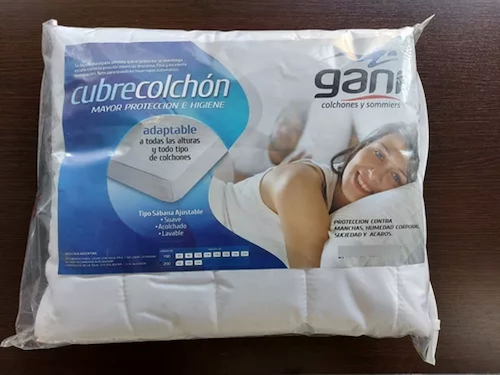 PROTECTOR DE COLCHON 140X190CM-TELA BLANCA-MATELASSE CON GANI P140