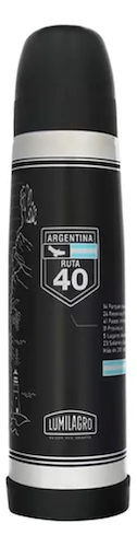 TERMO ACERO LUMINOX-RUTA-1LT-ARGENTINA-NEGRO C/PICO VERTEDOR LUMILAGRO TLRA