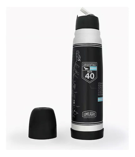 TERMO ACERO LUMINOX-RUTA-1LT-ARGENTINA-NEGRO C/PICO VERTEDOR LUMILAGRO TLRA miniatura