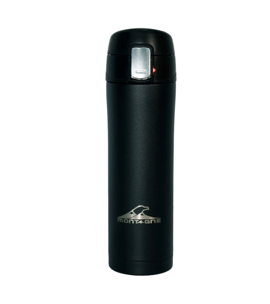 BOTELLA TERMICA 420MM NEGRO MATE ST-MANTIENE 6 HORAS MONTAGNE IWUYBOTUAKN15ST