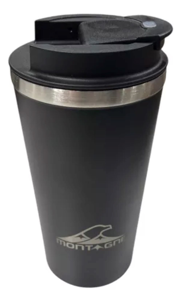 VASO TERMICO 450ML NEGRO ST DOBLE PARED DE ACERO MONTAGNE IWUYBOTVATNN0ST