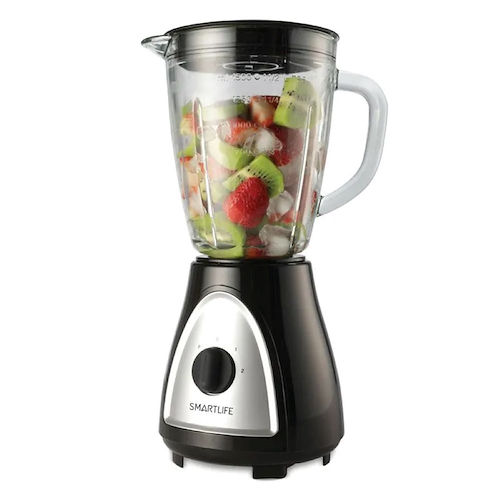 LICUADORA-NEGRO-ACERO-1.5LTS-400W-2 VEL+ PULSO VASO VIDRIO SMARTLIFE SL-BL1008BPN miniatura