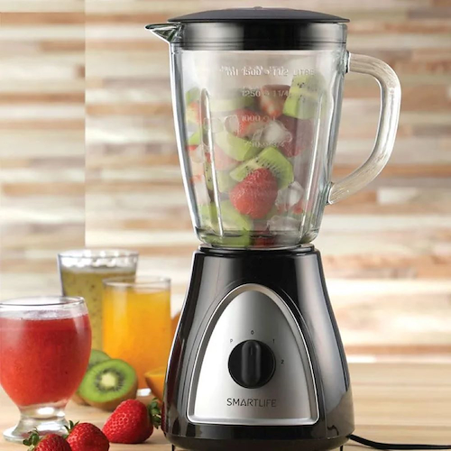 LICUADORA-NEGRO-ACERO-1.5LTS-400W-2 VEL+ PULSO VASO VIDRIO SMARTLIFE SL-BL1008BPN miniatura
