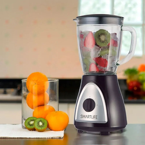 LICUADORA-NEGRO-ACERO-1.5LTS-400W-2 VEL+ PULSO VASO VIDRIO SMARTLIFE SL-BL1008BPN miniatura