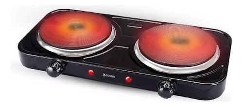 ANAFE ELECTRICO NEGRO-2 HORNALLAS-2000W-MEDIDA DE CADA SUONO HOG0164