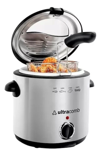 FREIDORA-ACERO-1.5LTS-C/CORTE--TAPA Y FILTRO-HASTA 190° ULTRACOMB FR8301