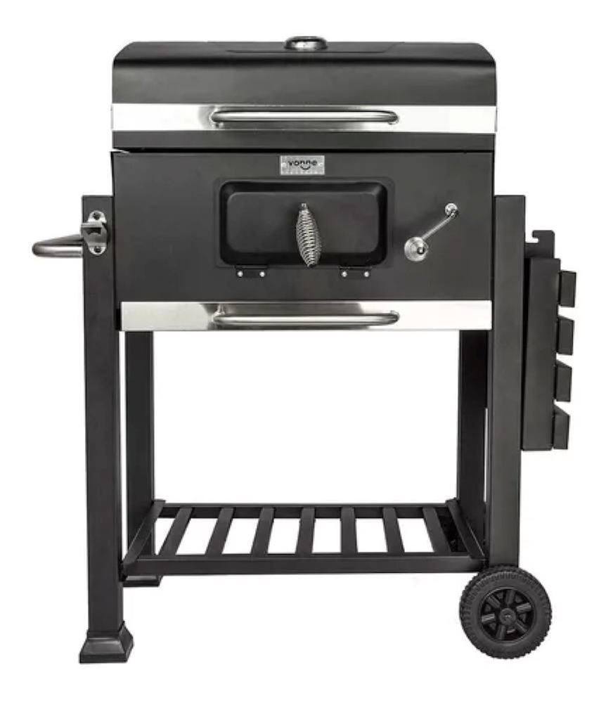 PARRILLA CARBON-CON TAPA-CON RUEDAS NEGRO-ACERO VONNE PPCAR