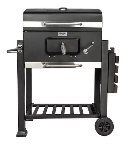 PARRILLA CARBON-CON TAPA-CON RUEDAS NEGRO-ACERO VONNE PPCAR