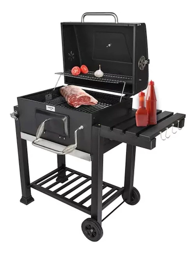 PARRILLA CARBON-CON TAPA-CON RUEDAS NEGRO-ACERO VONNE PPCAR miniatura