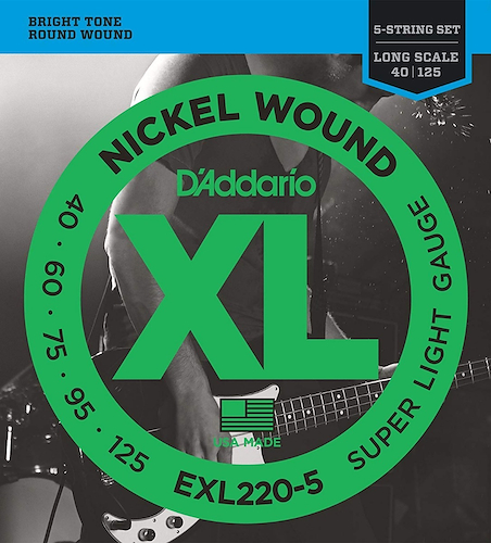 DADDARIO Strings EXL220-5 Encordado | Bajo 5c. | 040-060-075-095-125 | Nickel Wound |