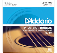 DADDARIO Strings EJ38 Encordado | Acustica 12c | 010x2-014x2-023-008-030-012-039-0