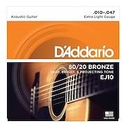 DADDARIO Strings EJ10 Encordado | Acustica | 010-014-023-030-039-047 | Bronce 80/2