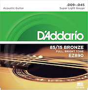 DADDARIO Strings EZ890 Encordado | Acustica | 009-045 | Bronze 85/15 | Extra Lite |