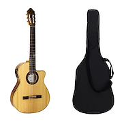 FONSECA 40KECM+F Guitarra Clasica Con ecualizador. Mate. Corte. Funda