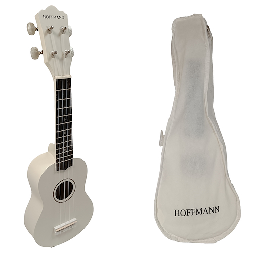 HOFFMANN KU-WHM Ukelele soprano con funda. Blanco Mate