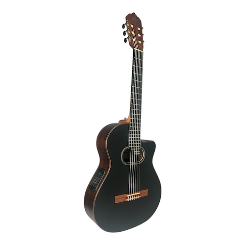 LA ALPUJARRA 100KFIXNM GUITARRA MODELO 100 CON CORTE Y BOCA OVALADA TAPA NEGRA MATE