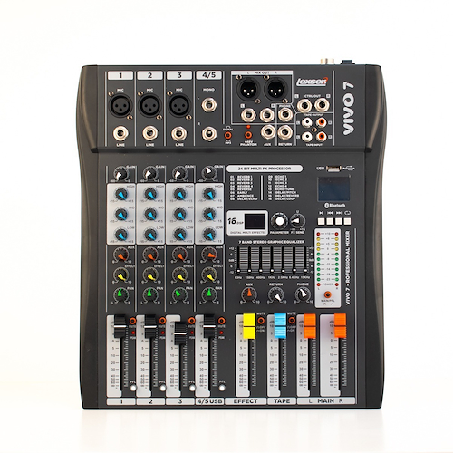 LEXSEN Vivo 7 Consola Lexsen VIVO 7 Entradas 3Mic 1Line Tape USB BT  16 FX