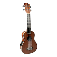 R. EMPIRE KU-SA-EQ Ukelele Soprano SAPELE natural con EQ y funda - Top: Sapele-