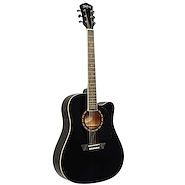Washburn AD5CEb Black Apprentice Series Dreadnought - Tapa: Select Spruce - Parte trasera y lateral: