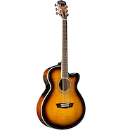 Washburn EA15 ATB Sunburst Mini Jumbo, Flame maple top, Catalpa sides/back, Cutaway, 1/