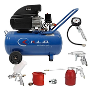 Compresor Kld 50 Lts + Kit Omaha Aire 5 Piezas Acople Rapido