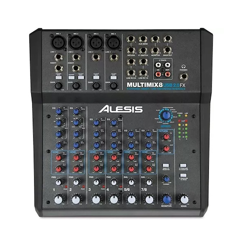 Mixer 8 Canales 4-mic/Line 2-Stereo Interface de audio USB ALESIS MM8-UFX