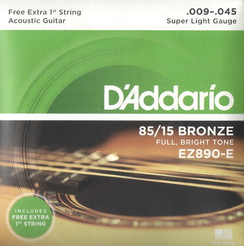 Encordado Guitarra Acustica 85/15 X-Lite .009/.045 1RA Extra DADDARIO Strings EZ890-E