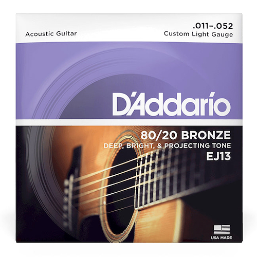 Encordado Guitarra Acustica Bronce 80/20 Custom 011-052 DADDARIO Strings EJ13