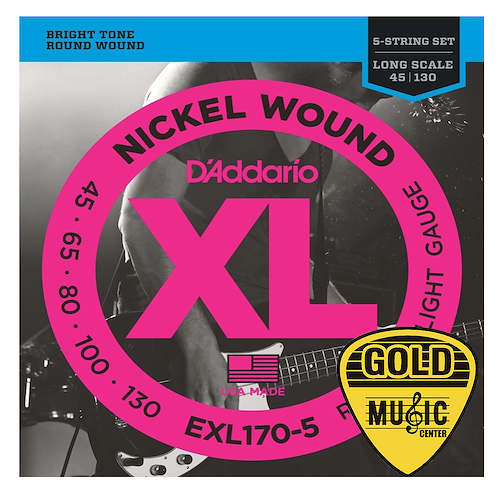 Encordado Bajo 5 Cuerdas Regular Light Niquel .045/.065 DADDARIO Strings EXL170-5