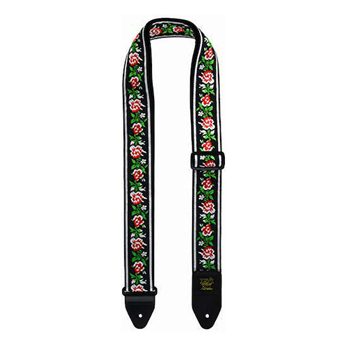 Correa Guitarra Bajo Negra Dibujos Rosas Blancas ERNIE BALL P04668