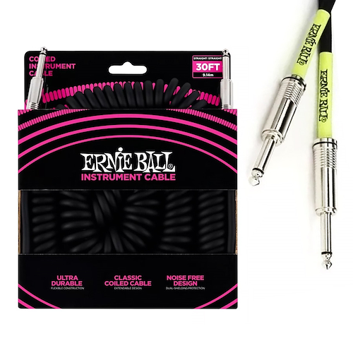 Cable Plug A Plug De 9 M Espiralado Negro ERNIE BALL P06044
