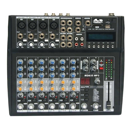 Mixer 8 Canales 4 Mn + 2 St Fx Mp3 GBR 11C-MD855 MP3