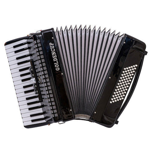 Acordeon 72 Bajos 5 Registros Negro GOLDEN CUP JH2022BK