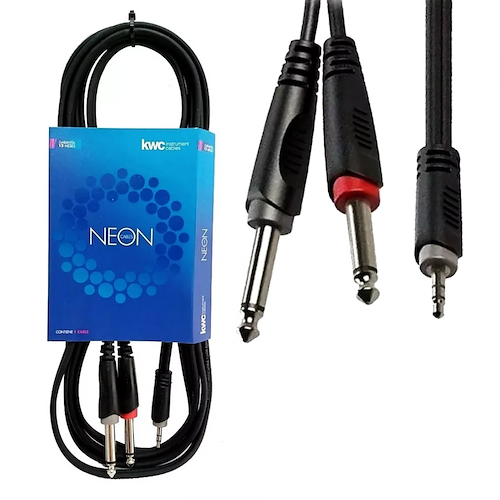 CABLE MINIPLUG STEREO A 2 PLUG MONO 3 m KWC 9004 NEON