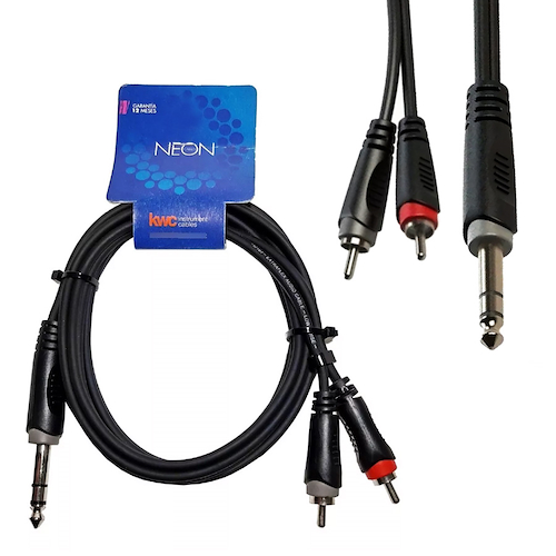 Cable 2 Rca A 1 Plug Stereo 3 M KWC 9018 NEON