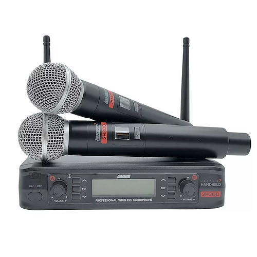 Micrófono Inalámbrico Doble Mano Uhf Negro LEXSEN 2H300