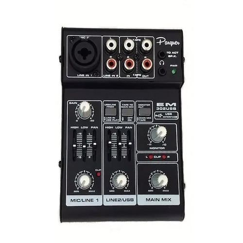 Mixer 3 Canales 1-Mic/Line 1-Line/Usb Interface Audio USB PARQUER MX-3LB