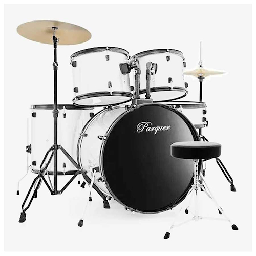 Bateria 5 Cuerpos, Economy White con Platillos y Banqueta PARQUER 10065WH