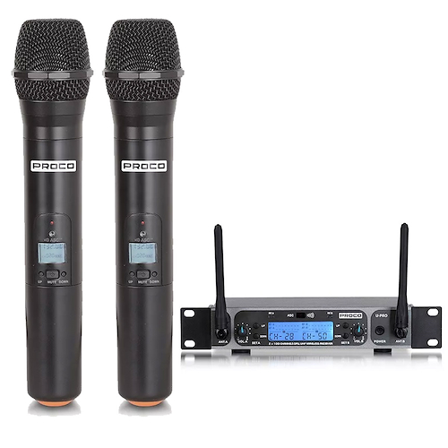 Micrófono Inalambrico Set de 2 Micrófonos De Mano PROCO