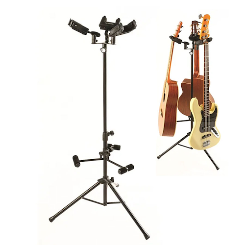 Soporte Triple Para Guitarras y Bajos Traba Automatica Negro QUIKLOK GS/538