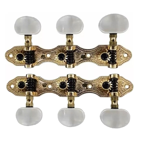 Clavijero Guitarra Clasica Dorado Perilla Blanca Nacar SHIMURA 405GK A2W