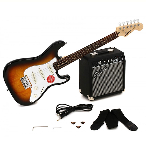 Pack Guitarra Electrica Amplificador Correa Cable y Puas SQUIER 030-1812-832