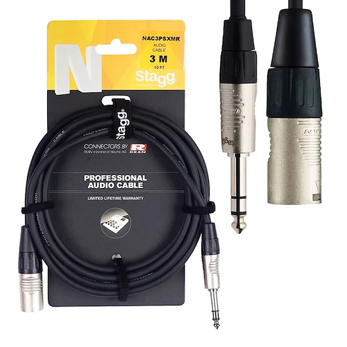 CABLE XLR MACHO A PLUG STEREO 3 m STAGG NAC3PSXMR