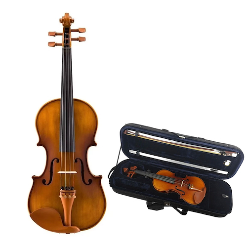 Violin 4/4 Tapa Pino Macizo, Fondo Maple Estuche Rectangular STRADELLA MV-141444